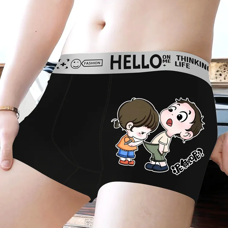 男士内裤纯棉100%全棉抗菌内穿短裤四角可爱新款男生卡通性感平角