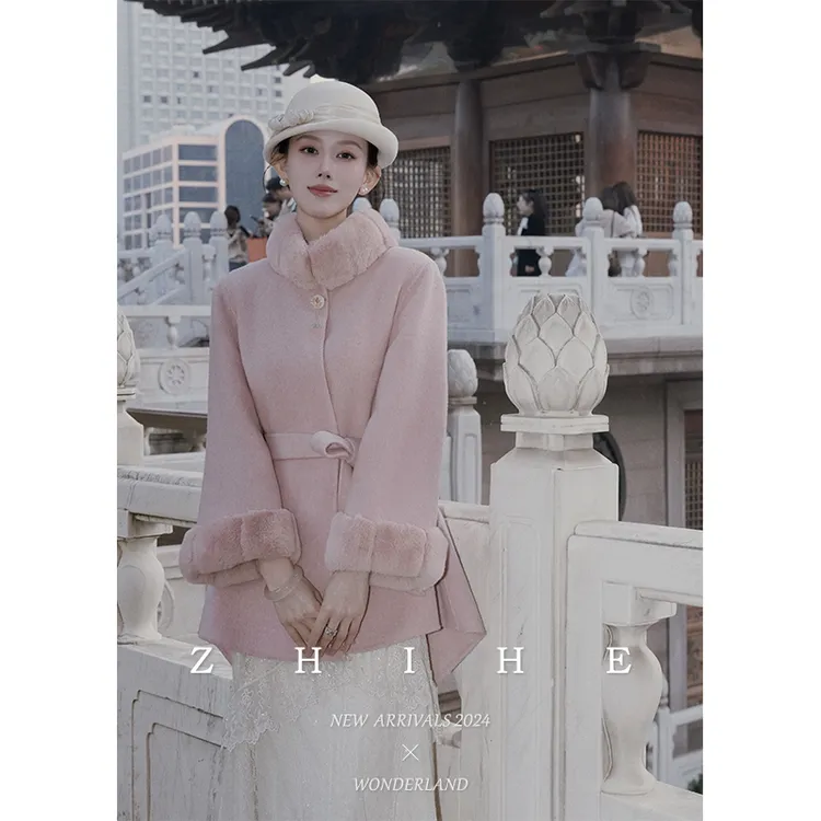 无艳一禾【点胭脂】手工坊-羊毛羊驼毛收腰显瘦双面呢大衣