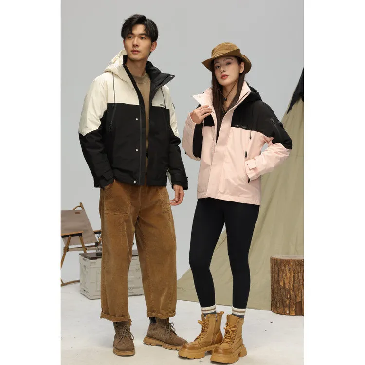 加绒加厚新款男女情侣短款连帽工装可充电蓄热按摩暖秋冬防风户外