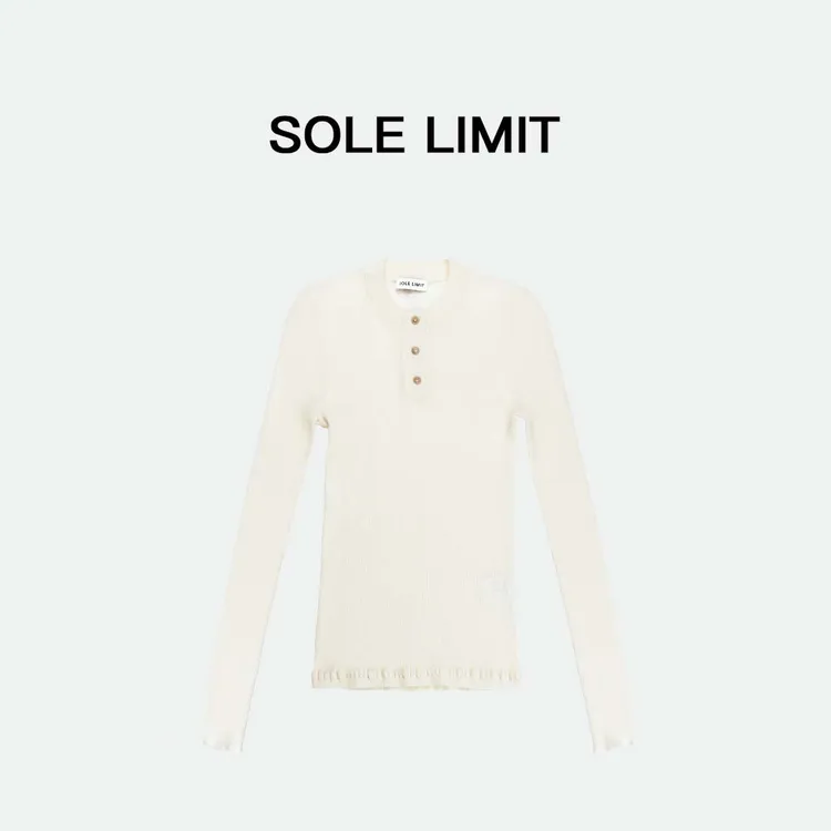 Solelimit柔软透气套头立体坑条女士长袖针织衫上衣毛衣