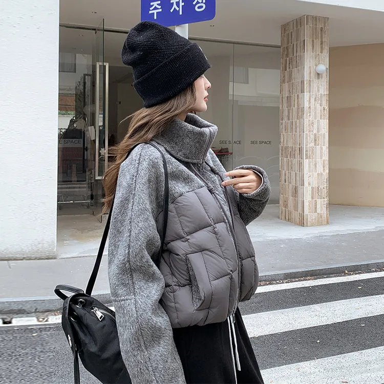 短款羽绒服女2025冬新款小个子今年流行洋气独特别致灰色毛呢外套