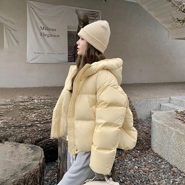 奶fufu鹅黄色短款羽绒服女2025新款冬元气少女感小个子面包服外套