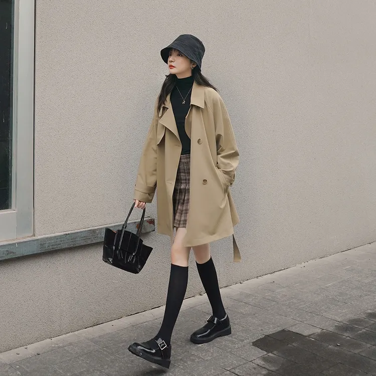 风衣女小个子2025年春秋新款韩风chic设计感高级感中长款小众外套