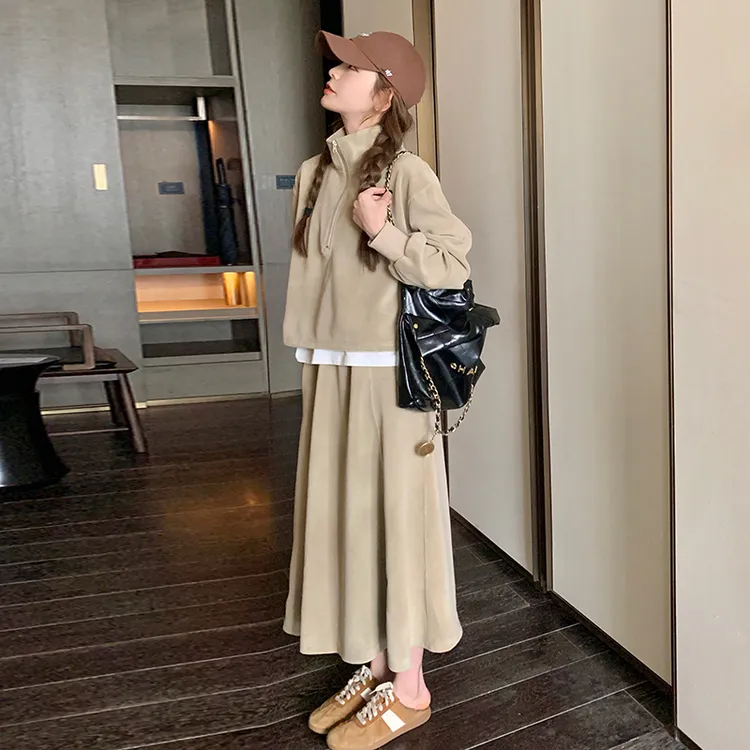 韩系休闲运动卫衣半身裙套装女春秋2025新款气质时尚高腰显瘦套装