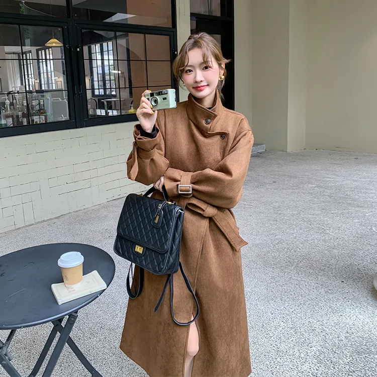 高级感韩系大衣女2025冬季新款内胆加绒加厚中长款毛呢外套