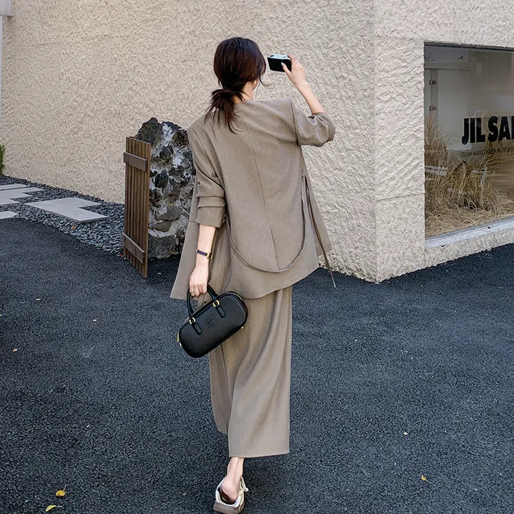 韩系气质西装套装裙女2025春季新款休闲高级感吊带连衣裙子两件套