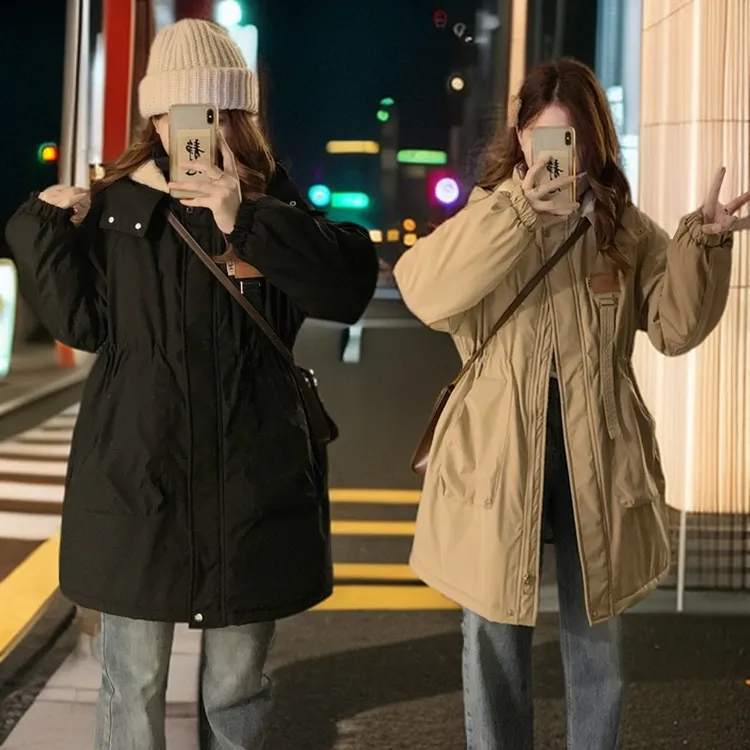 冬季羊羔绒棉袄女胖MM加绒洋气派克服220斤大码显瘦减龄棉衣棉服