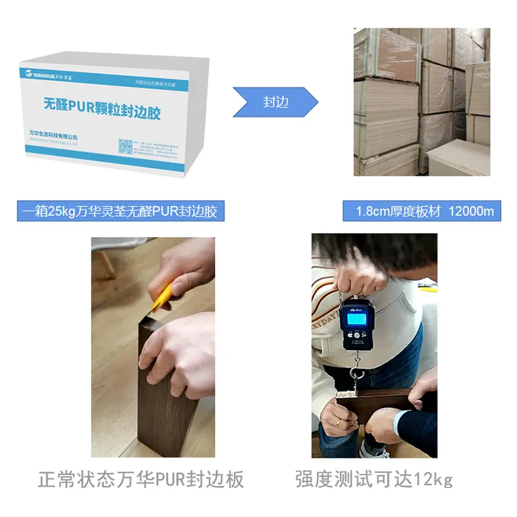 灵荃万华pur颗粒封边胶无醛中高温热熔胶防水防潮无胶线初粘性强