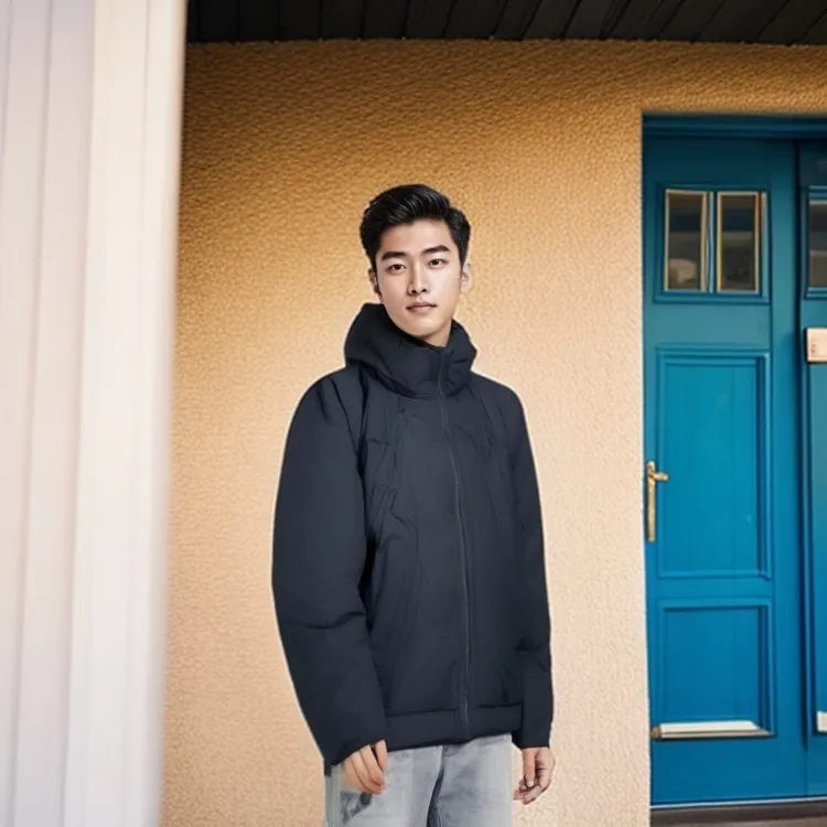 6537男士运动休闲宽松保暖立领短款时尚加厚冬季90白鸭绒羽绒服