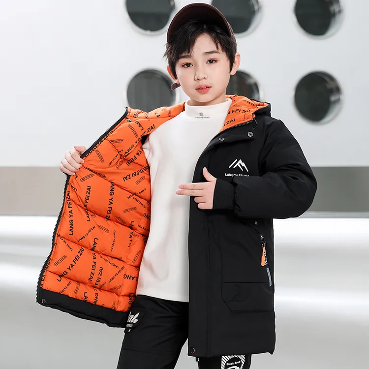 男童棉衣2025新款棉服冬季时尚加厚中大童外套休闲连帽中长款棉袄