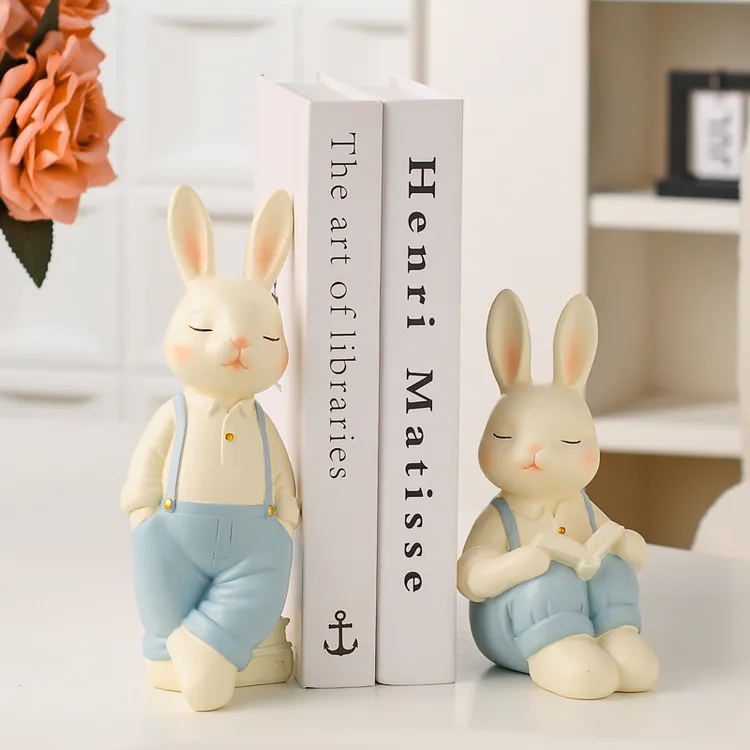 兔子摆件书靠书立装饰品书房书桌客厅酒柜家居摆设电视柜儿童房