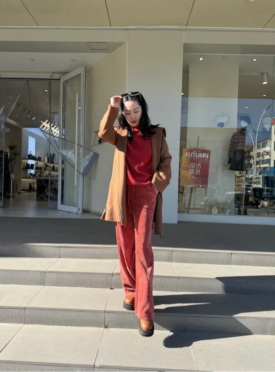 抽绳宽松雪尼尔直筒休闲裤1100280