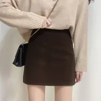 毛呢半身裙女秋冬2025新款高腰显瘦防走光A字百搭时尚包臀短裙子1