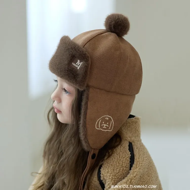 儿童帽子秋冬季男童加绒加厚雷锋帽宝宝保暖护耳女童骑车防风帽