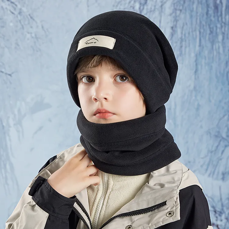 儿童韩版山标帽子围脖套装冬季男童保暖套头帽女童男孩护耳帽子潮