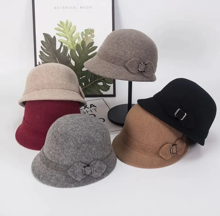 羊毛帽子女秋冬百搭显脸小日系保暖帽子女冬马术帽冬季时尚渔夫帽
