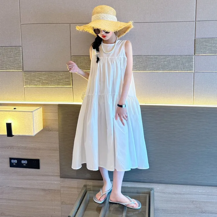 女童连衣裙2025夏季新款女孩韩版长裙大童夏装吊带裙儿童夏款罩裙