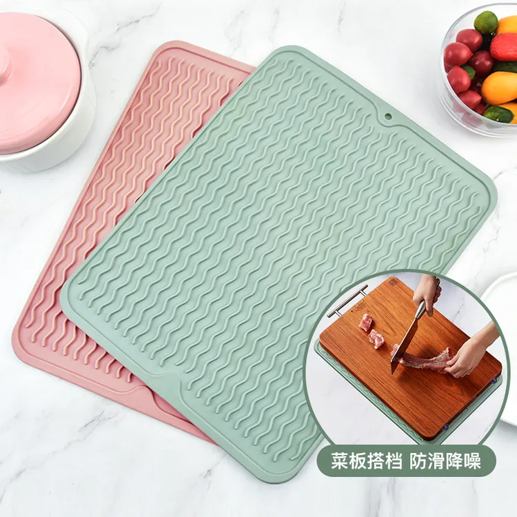通用尺寸菜板硅胶防滑垫降噪沥水垫长方形碗垫加厚防水大号防烫