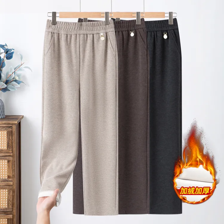 中老年人秋冬长裤2025新款高腰松紧腰宽松休闲妮子裤子妈妈裤子