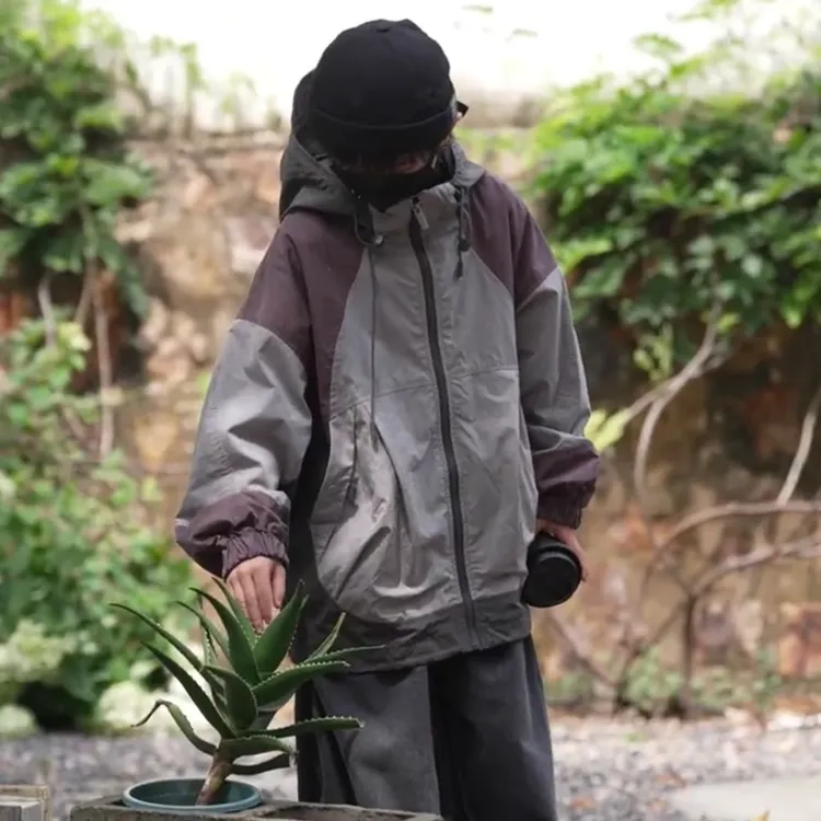 【刘刘妈】亲子装中大童秋冬冲锋衣外套休闲上衣潮流中性帅气宽松