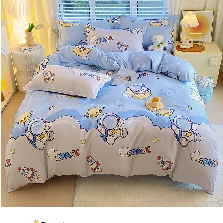 新款纯棉纯棉套件棉亲肤透气儿童卡通可爱印花四件套学生宿舍家纺