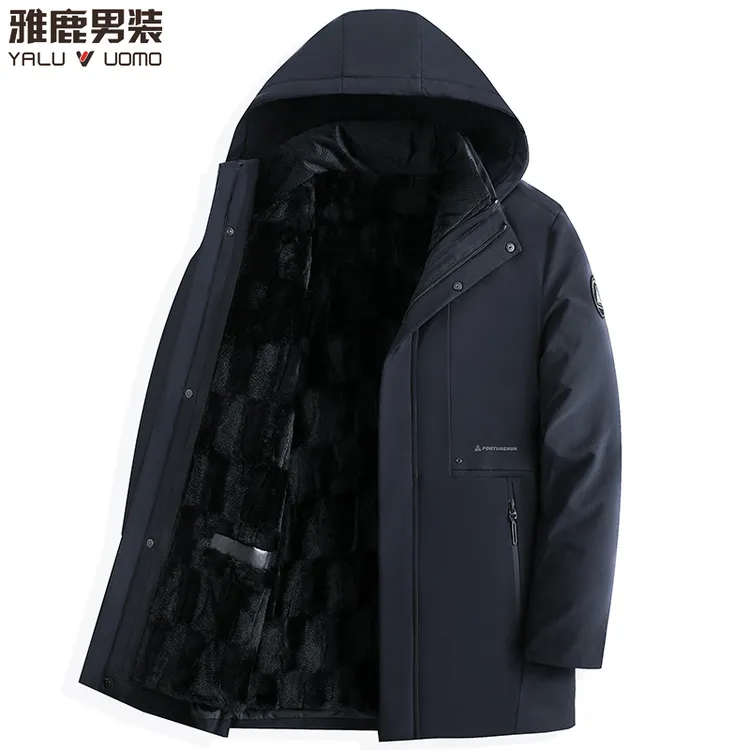 雅鹿男装脱卸内胆男士加绒加厚棉服保暖棉袄商务休闲棉衣冬季外套