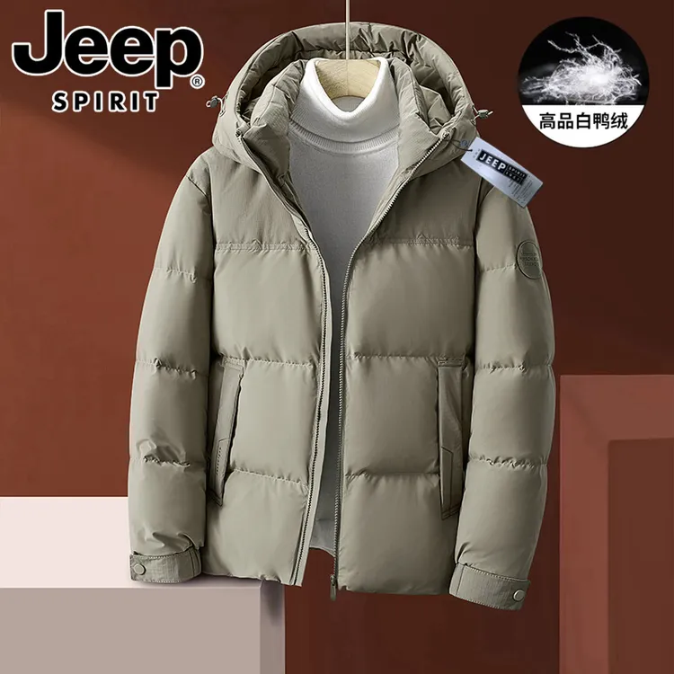 JEEPSPIRIT羽绒服男连帽2025冬季新款短款休闲加厚保暖大码外套
