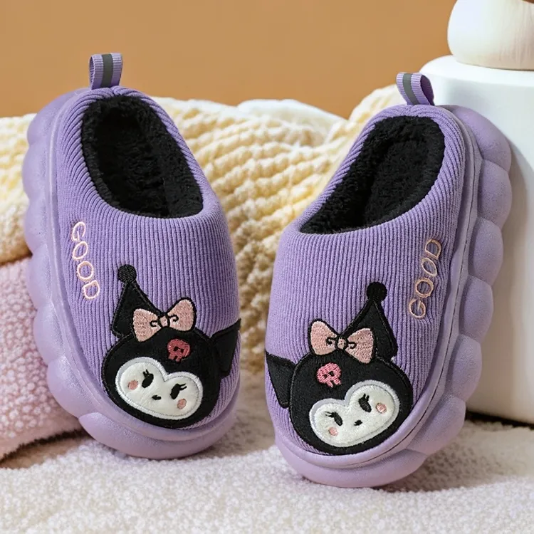 女童棉拖鞋秋冬季儿童保暖室内家居加绒厚底男孩卡通可爱防滑拖鞋