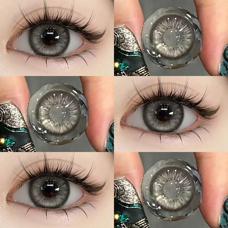 OVOLOOK轻混血隐形眼镜泰式奶茶自然灰色美瞳14.5大直径半年抛