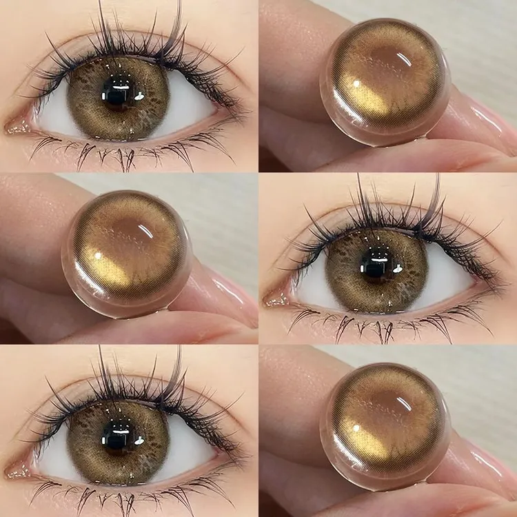 OVOLOOK高光萤火蜜蜡美瞳半年抛大直径隐形眼镜S棕色三明治美瞳