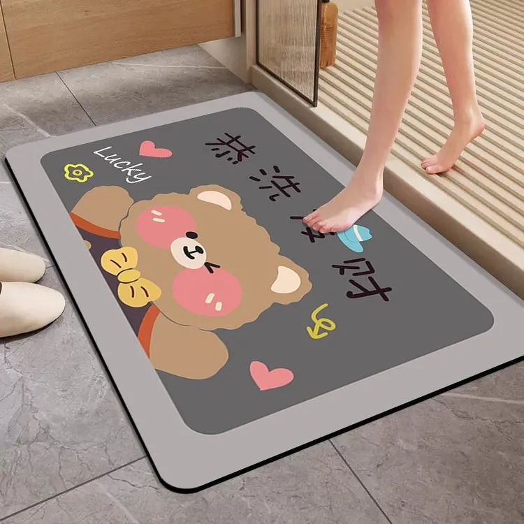 可爱创意卡通小熊浴室吸水地垫卫生间脚垫入户门耐脏防滑加厚地毯