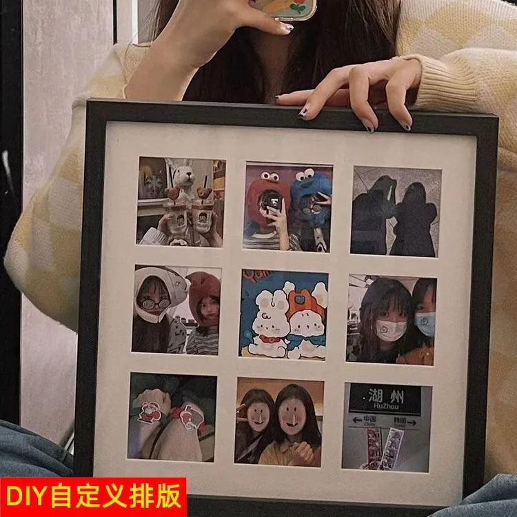 初鉴九宫格网红相框手工diy洗照片生日礼物送女生墙质情侣相册