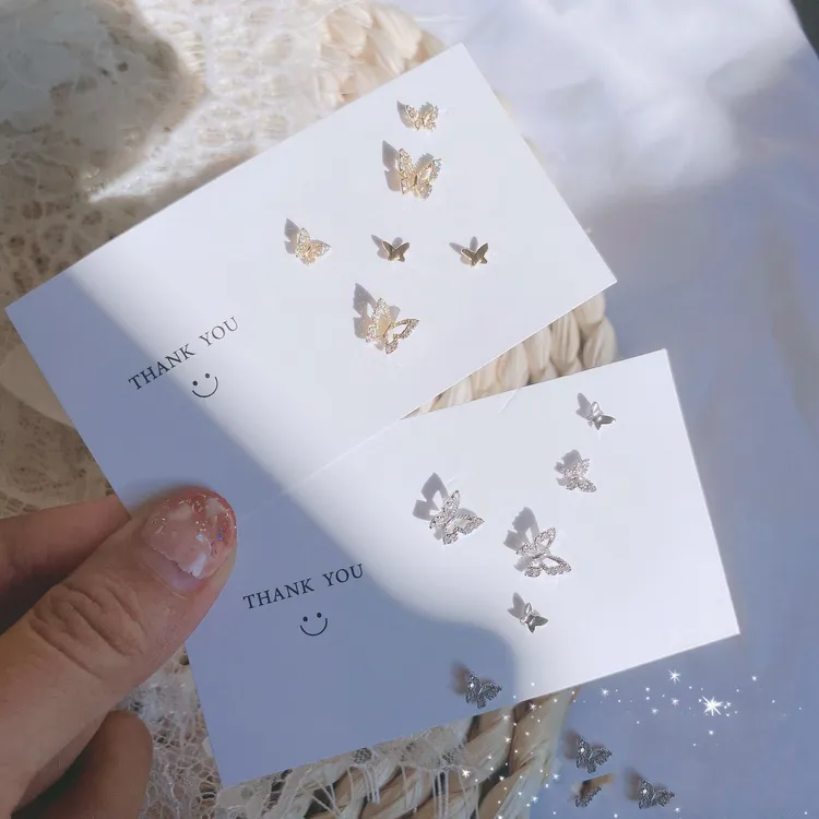 合金耳饰 立体小蝴蝶耳钉女耳骨钉高级感耳环单双耳洞精致耳饰ins