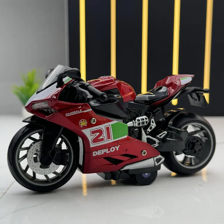 合金车模【1:14杜卡迪哈雷】拿铁玩具摩托车带回力模型摆件