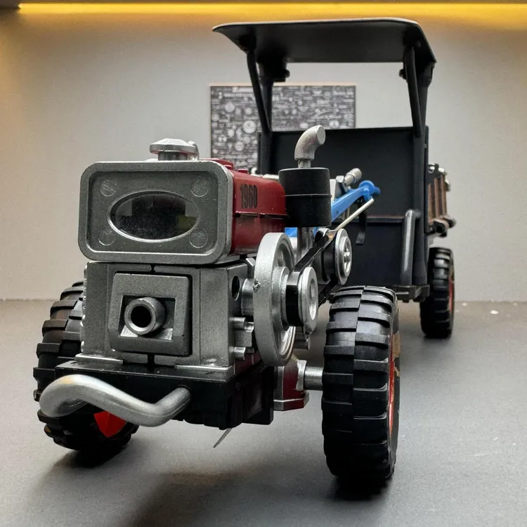 合金车模【1:24复古手扶拖拉机】发声灯光儿童玩具音乐模型摆件藏品