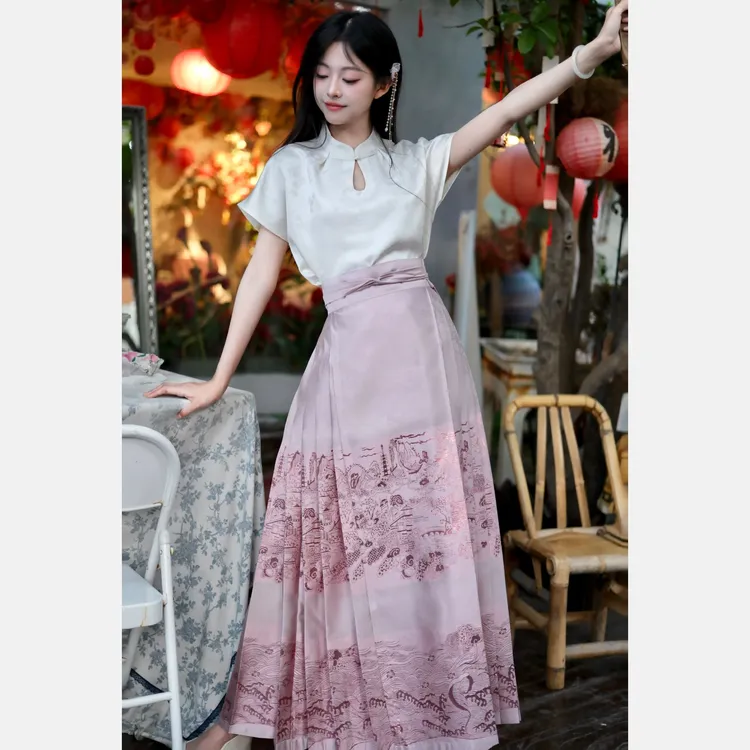 海市蜃楼-【织银马面裙】原创明制马面裙重工织银夏季日常