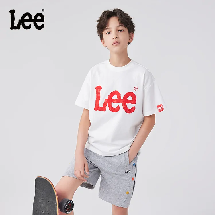 Leekids儿童短袖男女孩薄荷曼波春夏新款宽松t恤童装半袖简约潮流