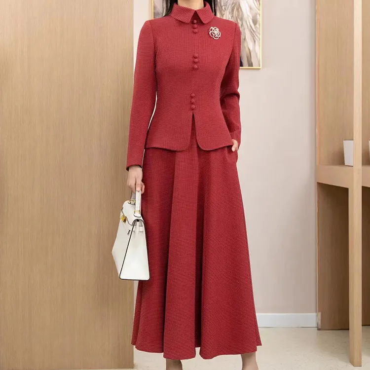 2024秋季新款法式优雅重编织粗花呢大摆半身裙温柔气质名媛两件套