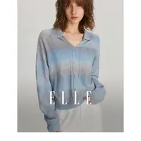 ELLE法式设计感渐变V领针织衫2025春季新款外穿洋气毛衣-EZ47339