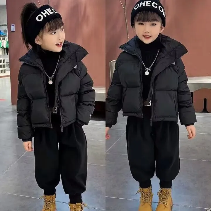 女童短款羽绒服2024新款洋气中大童轻薄白丝绒外套时尚炸街棉服潮