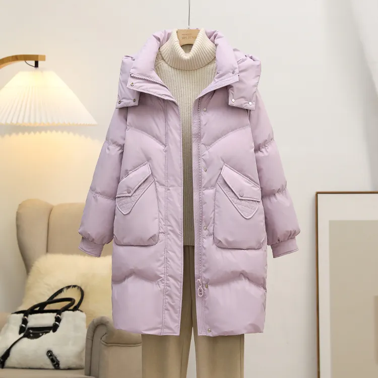 【帽子可以拆卸】2025新款棉服女中长款宽松韩版冬季加厚棉衣外套潮