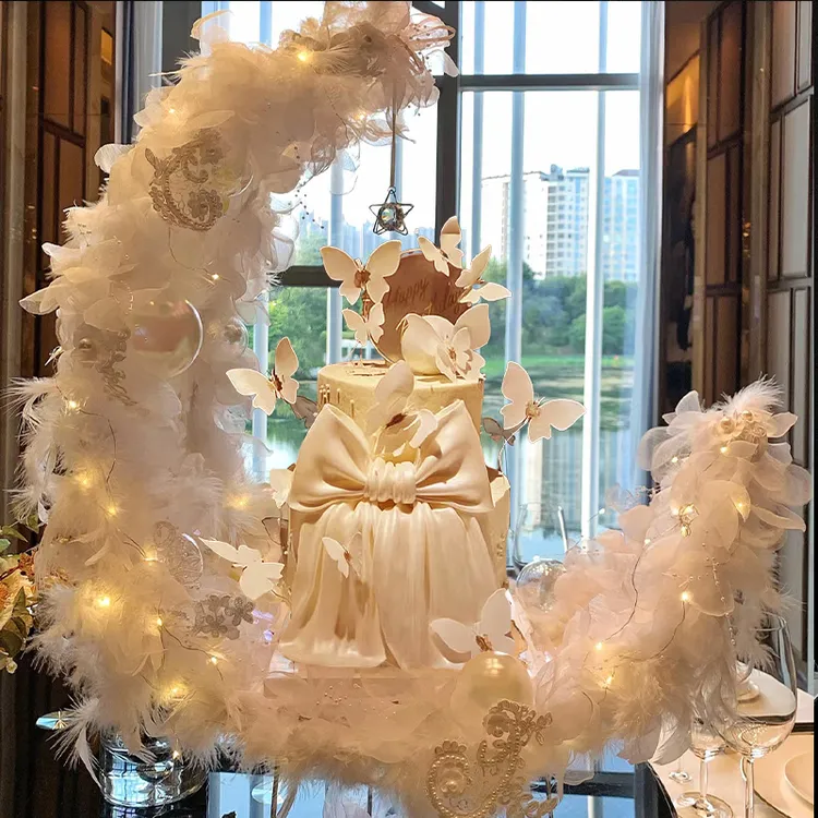 七夕翻糖生日蛋糕抖音团购全国同城配送定制网红蝴蝶结氛围感女神