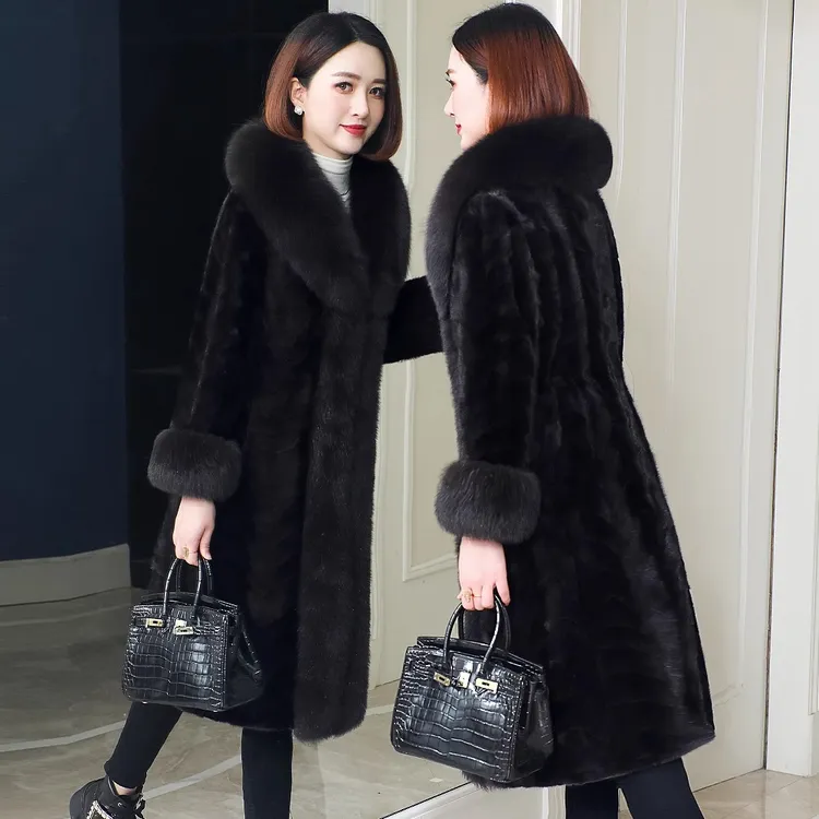 海宁貂皮大衣女中长款高端水貂毛妈妈婆婆装2024冬女新款皮草外套