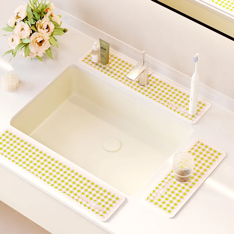 奈司水龙头吸水垫防溅水厨房水池槽挡水可裁剪窄边洗手台沥水垫子