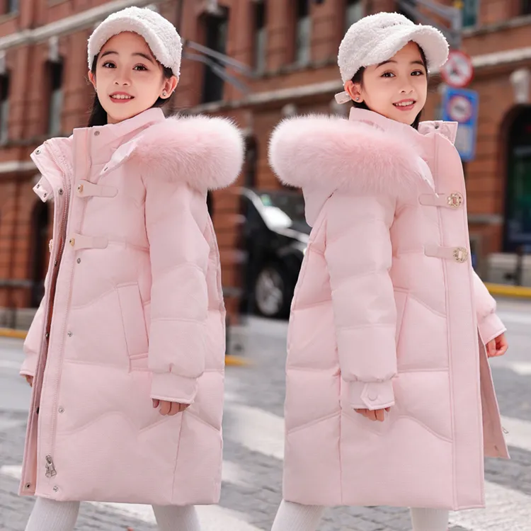 巴拉橙2025新款儿童羽绒服女童中长款中大童洋气公主冬亲子装外套