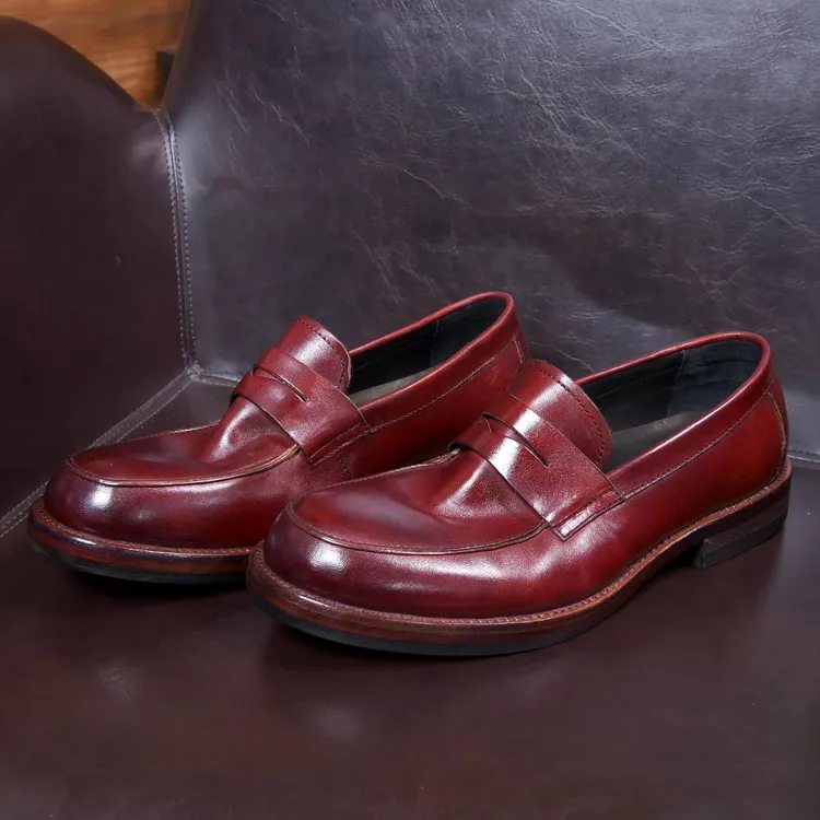 马皮男士真皮一脚蹬乐福鞋固特异手工皮鞋时尚百搭男靴商务休闲