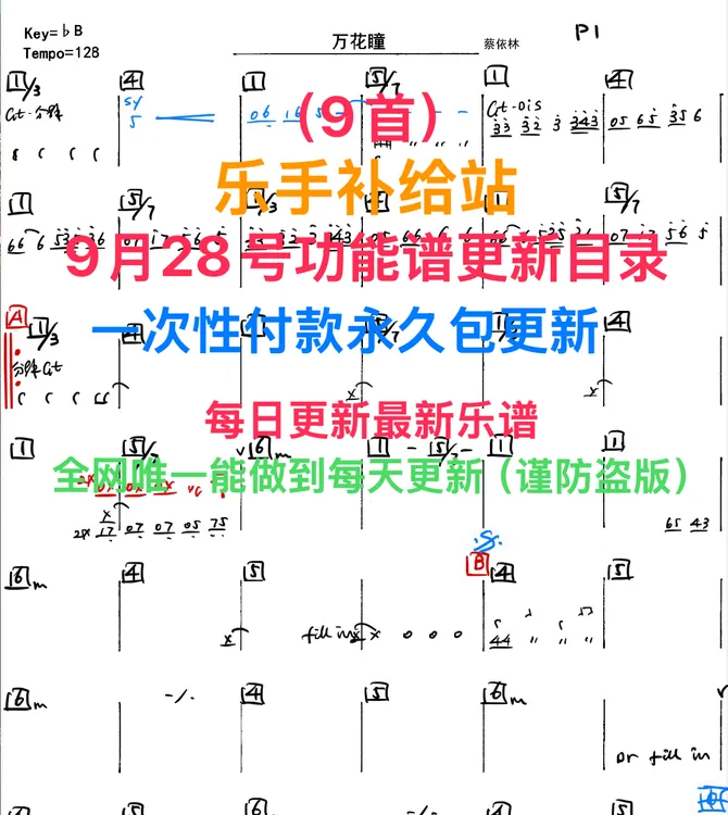 酒吧看谱软件9月28号号功能谱更新目录，一次性付款永久包更新！