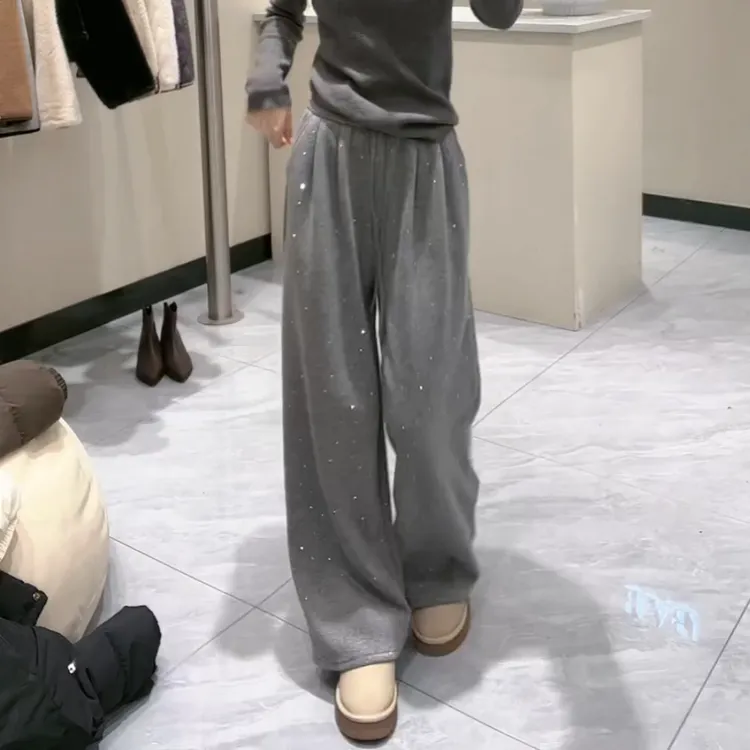 冬季新款百搭气质加绒直筒慵懒垂感闪闪裤LK2500758