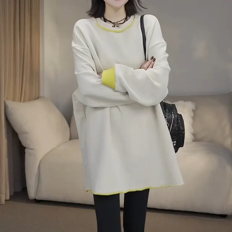 2024秋冬新款时尚百搭洋气oversize休闲白色卫衣LK2500363