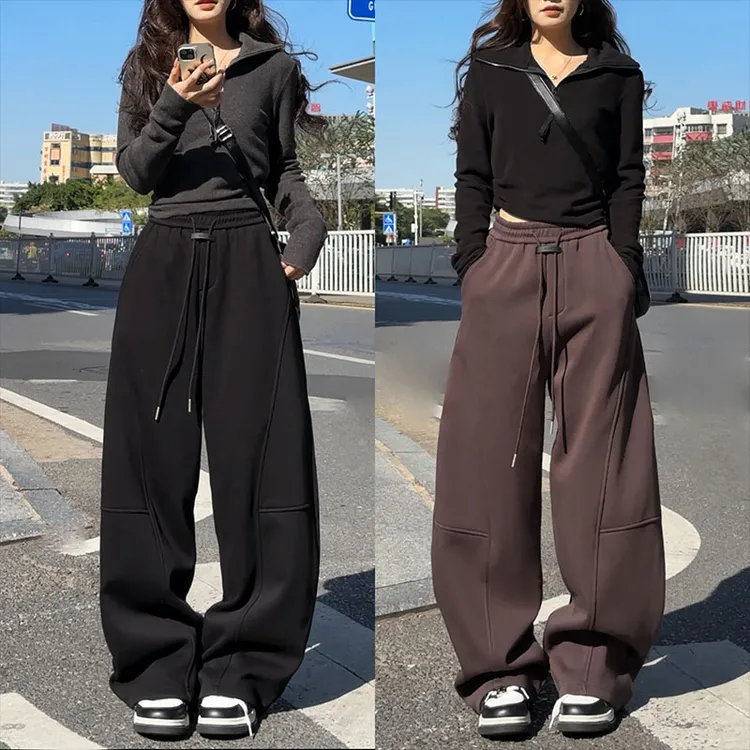 现货10056小个子卫裤女2025春季新款直筒宽松百搭阔腿休闲裤女裤